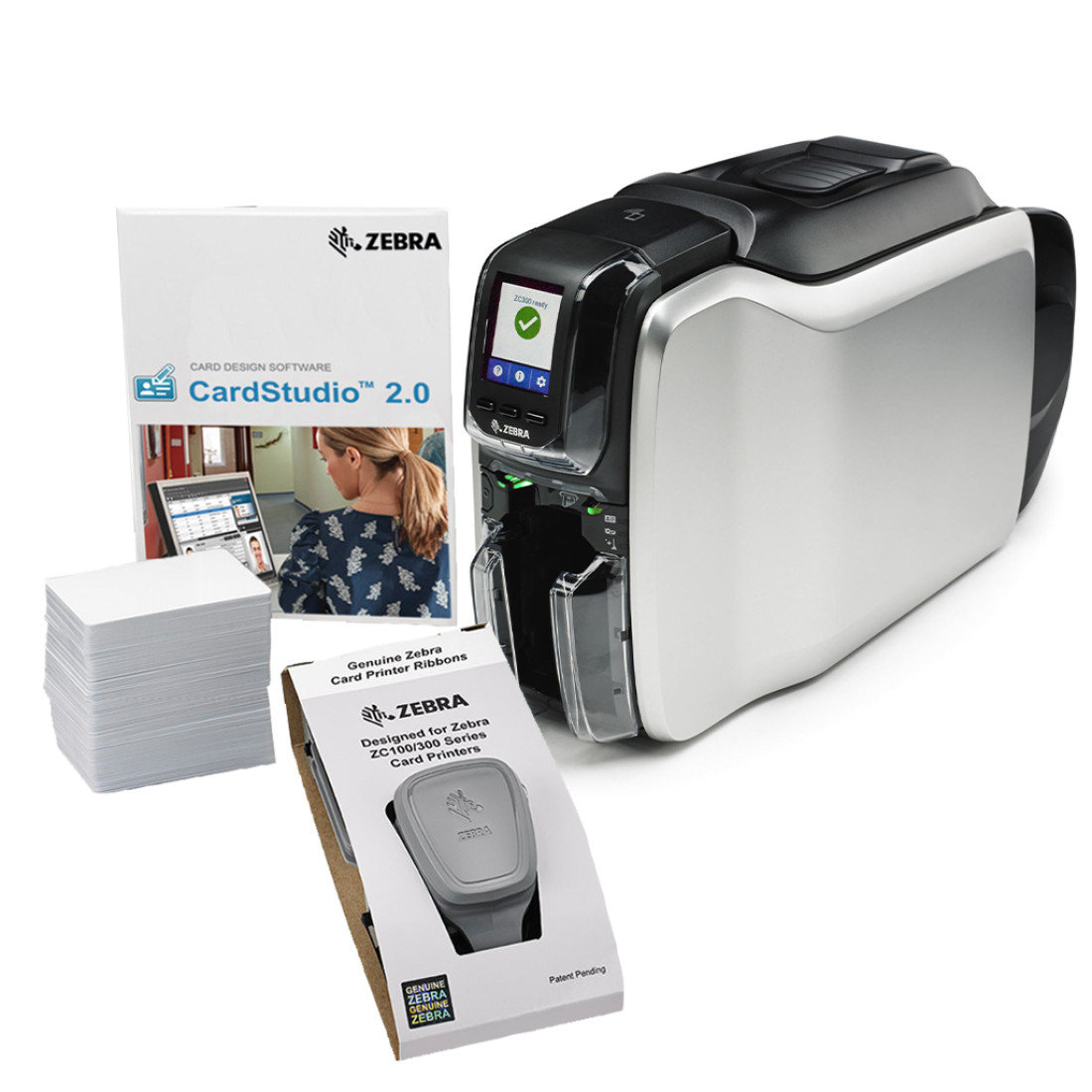 Zebra ZC300 ID Card Printer Bundle